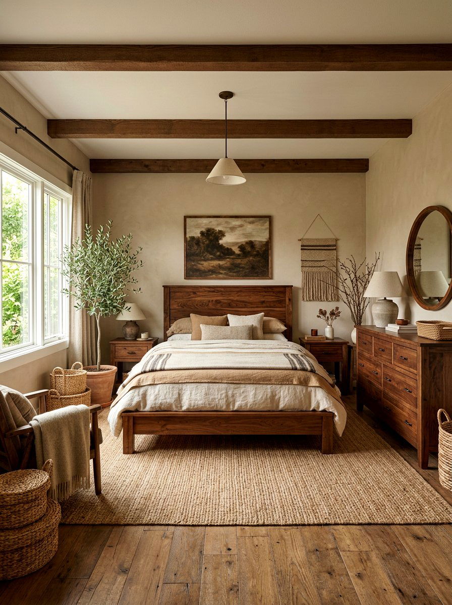 Cinnamon Wood Accented Bedroom - 30 cinnamon bedroom ideas