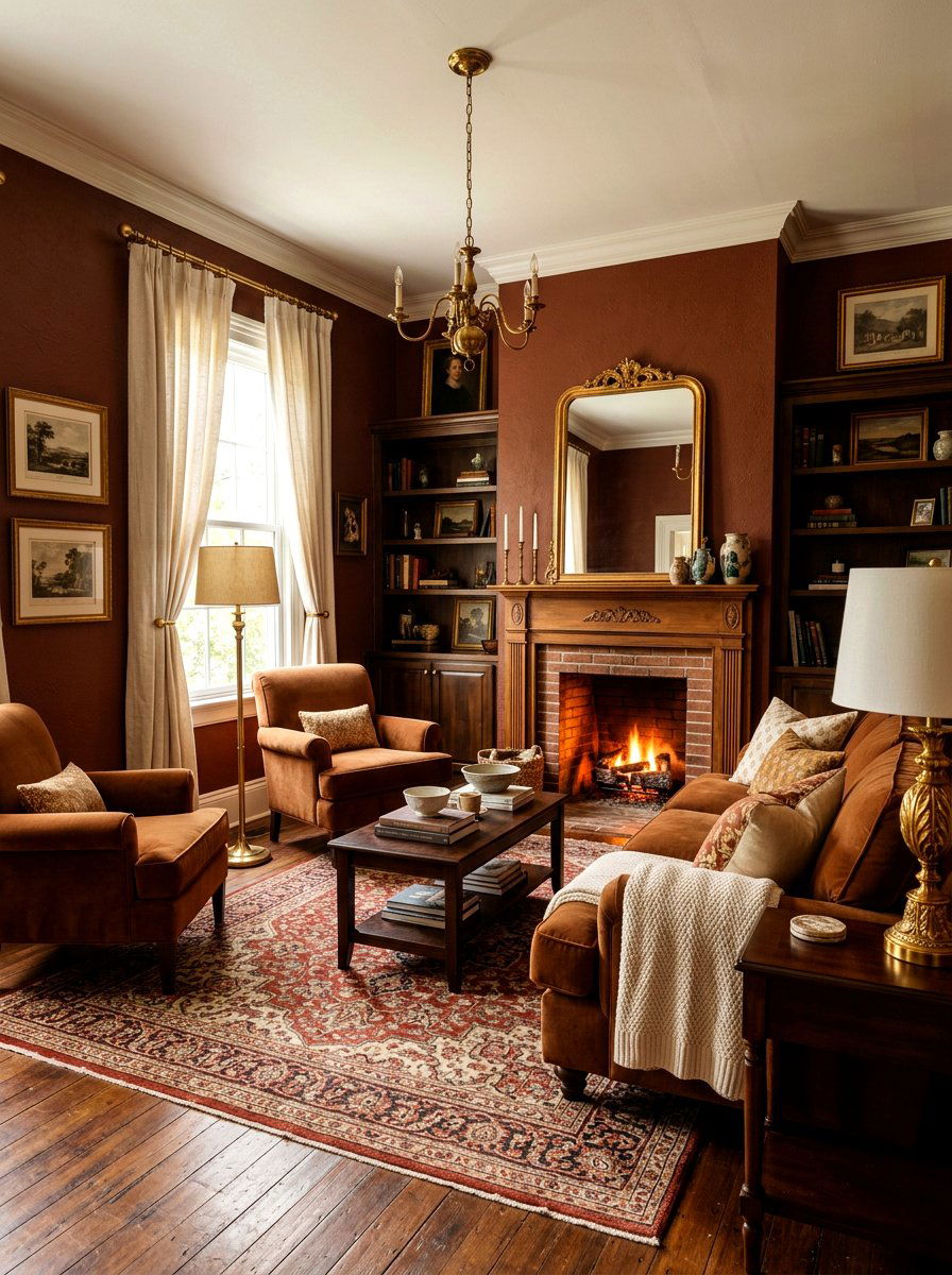 Cinnamon brown living room - 30 earth tone living space ideas