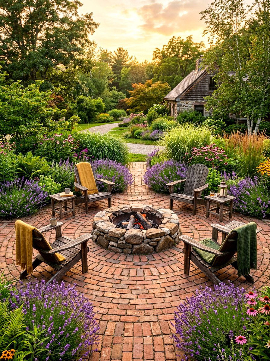Circular Brick Courtyard - 30 brick courtyard patio ideas