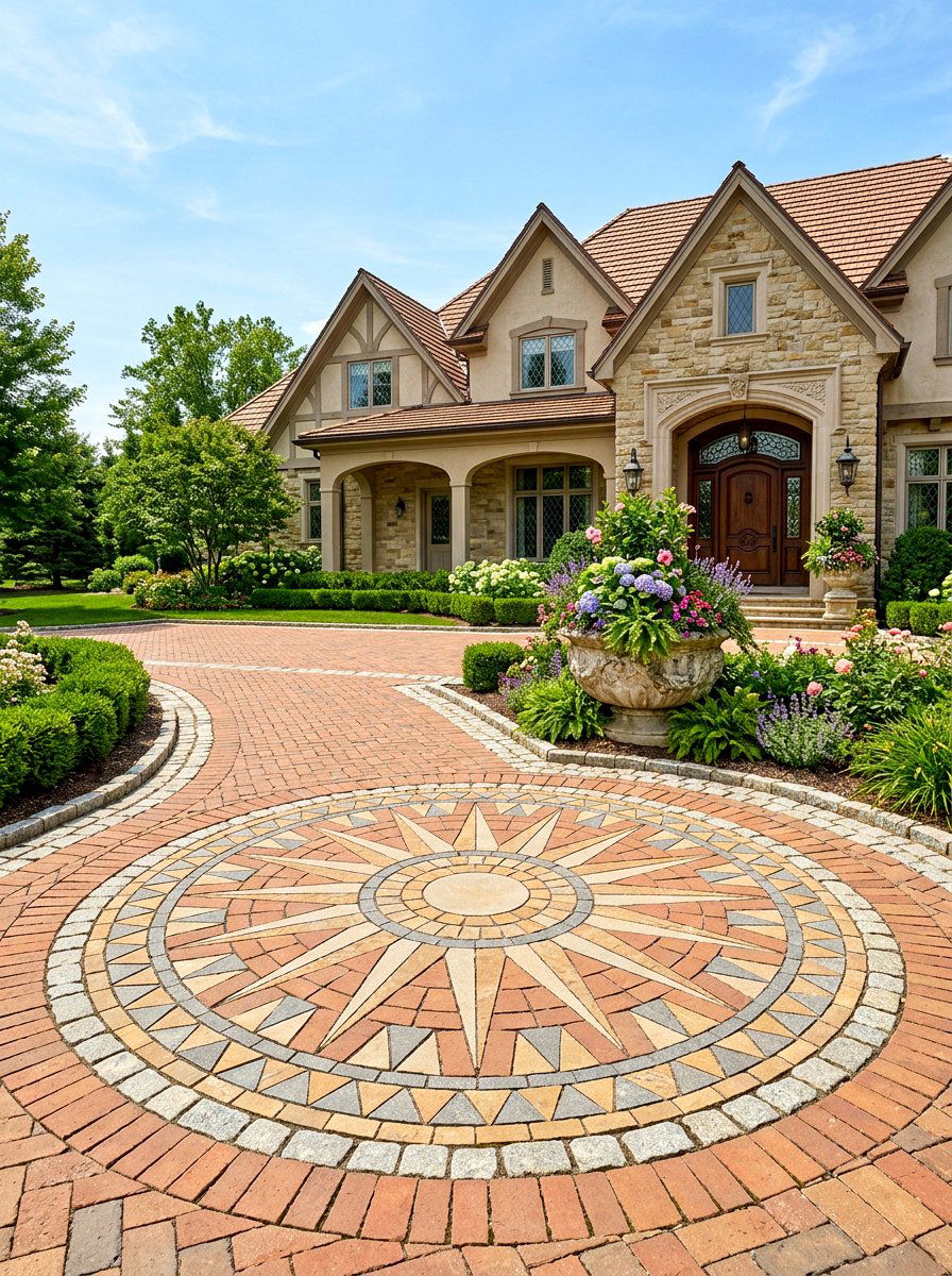 Circular Brick Entry - 30 brick walkway ideas