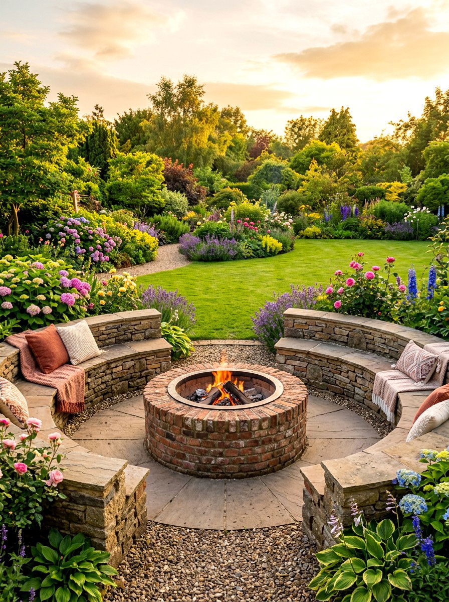 Circular Brick Fire Pit - 30 brick fire pit ideas