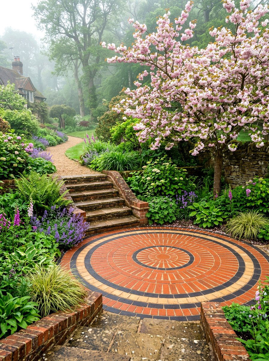 Circular Brick Landing - 30 brick stoop ideas