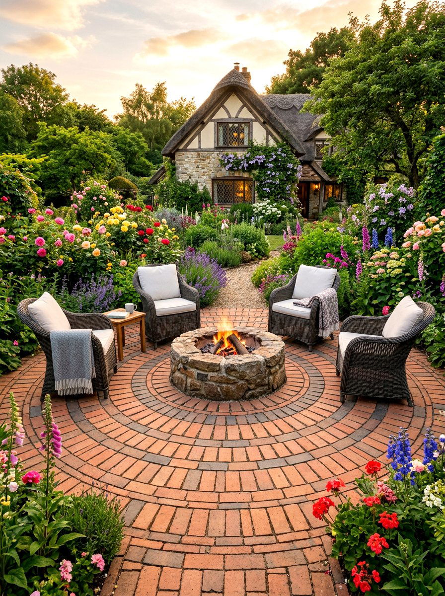 Circular Brick Paving - 30 brick patio ideas