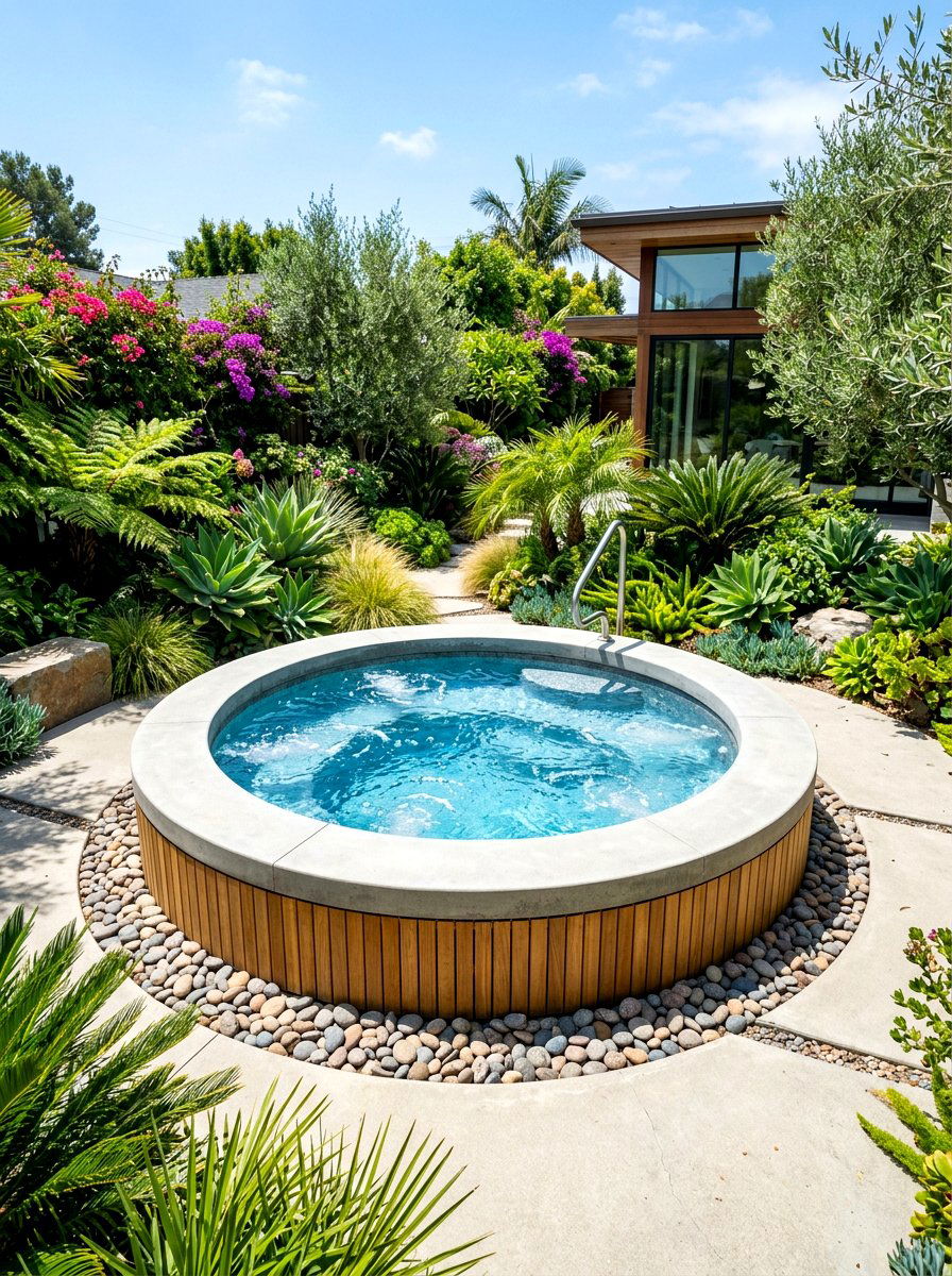 Circular Concrete Spa Pool - 30 spa pool backyard ideas