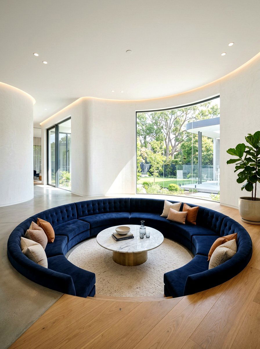 Circular Conversation Pit - 30 conversation pit living room ideas