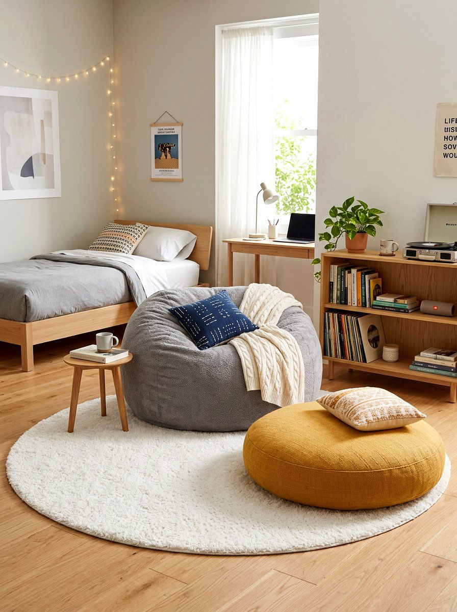 Circular Cozy Floor Seating - 30 minimalist teen room ideas