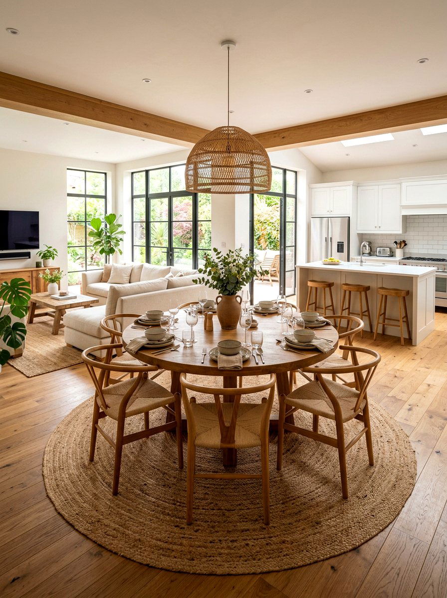 Circular Dining Rug - 30 open plan with cozy zones ideas