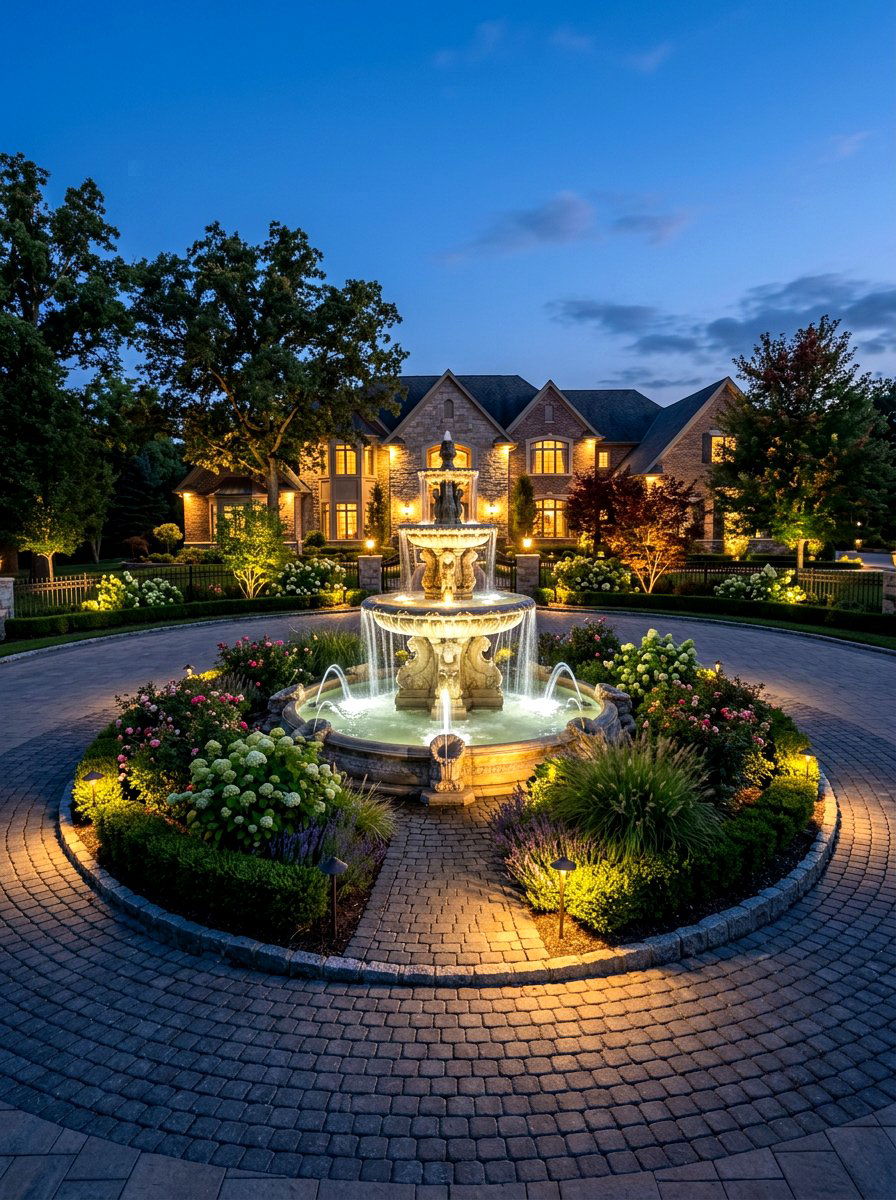 Circular Driveway Centerpiece Lighting - 30 driveway lighting ideas