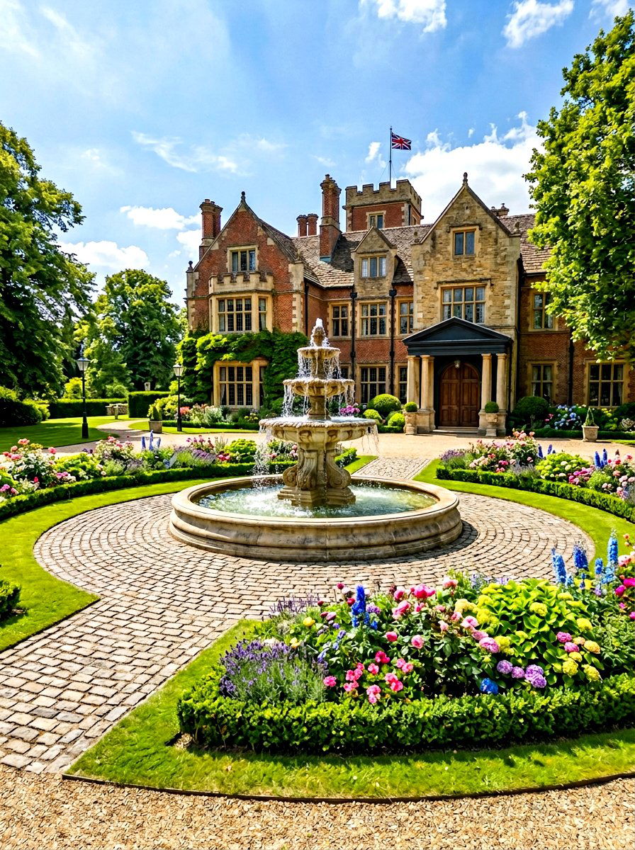 Circular Driveway Centerpiece - 30 entry fountain landscaping ideas