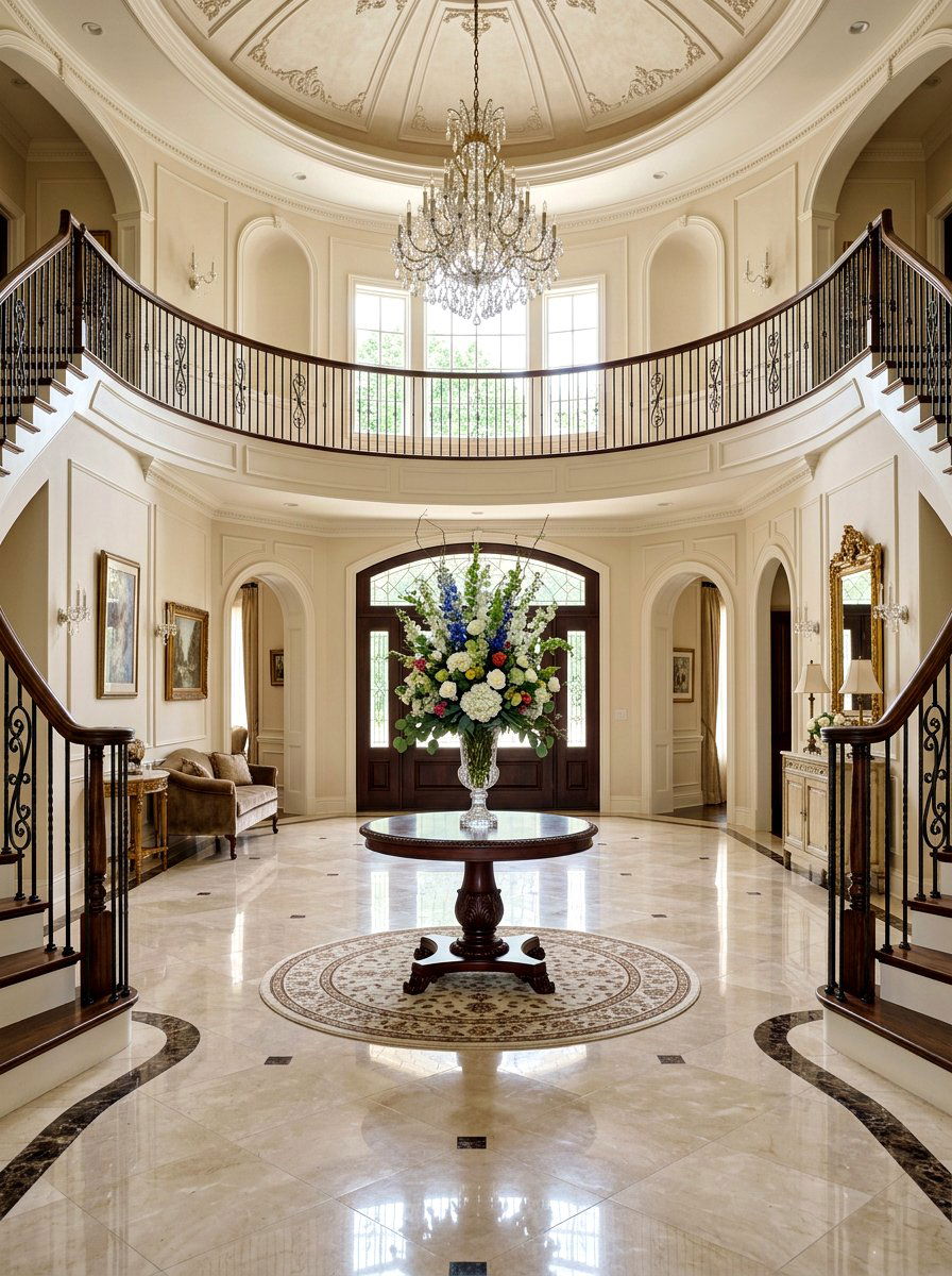 Circular Entry Foyer Table - 30 Nancy Meyers entryway ideas