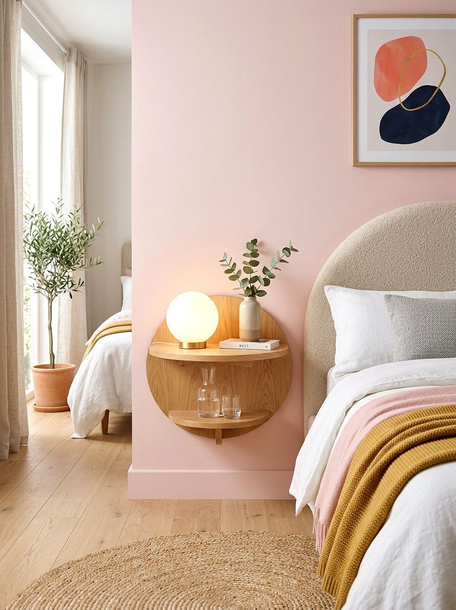 Circular Floating Nightstand - 30 wall mounted nightstand ideas