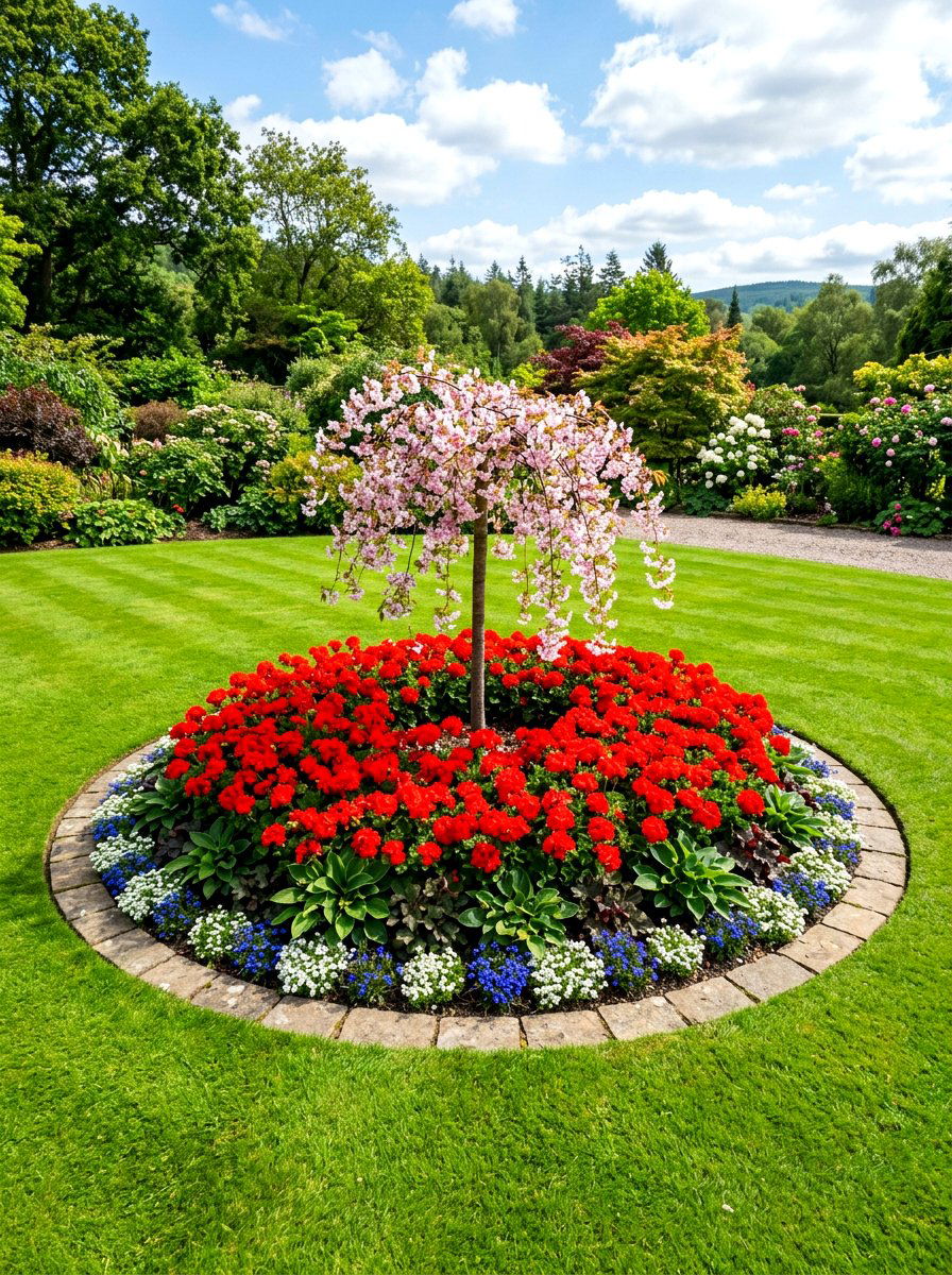 Circular Flower Bed - 30 simple flower bed ideas