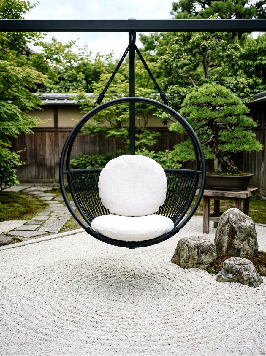 Circular Frame Hanging Chair - 30 cocoon patio chair ideas