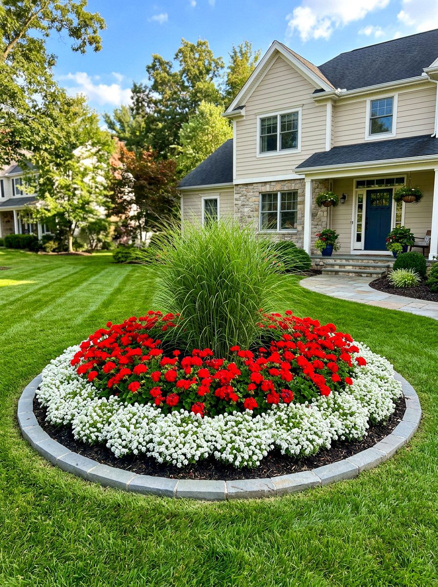 Circular Front Yard Garden Bed - 30 front yard island bed ideas