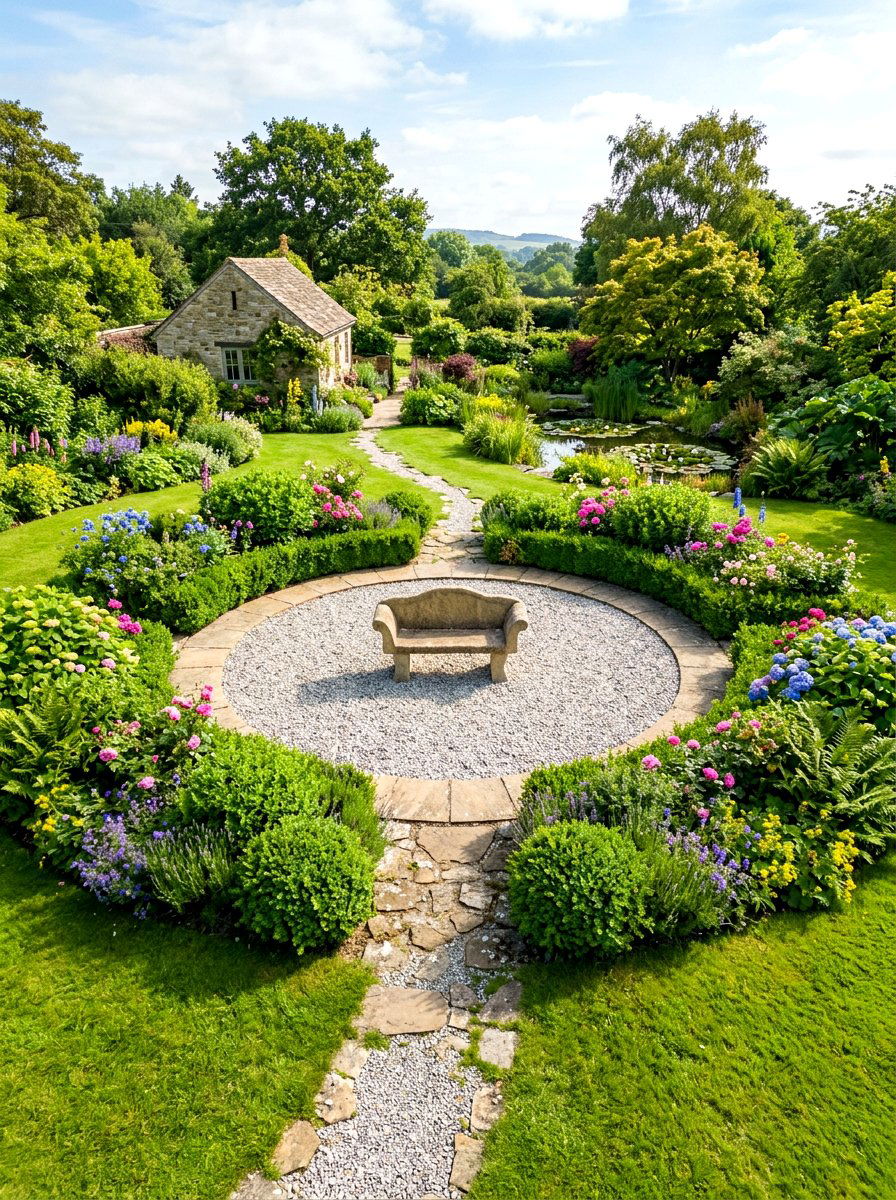 Circular Garden Area - 30 pea gravel patio ideas