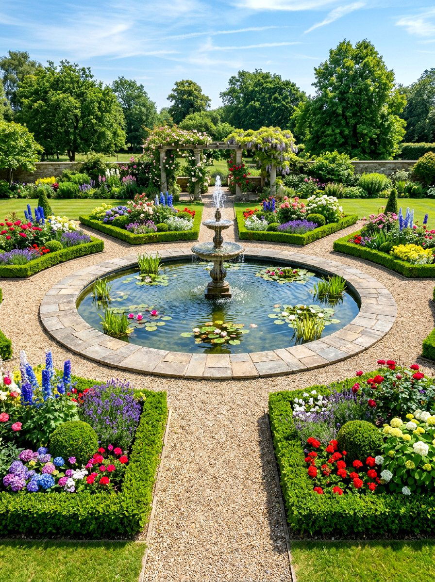 Circular Garden Pond - 30 backyard pond ideas