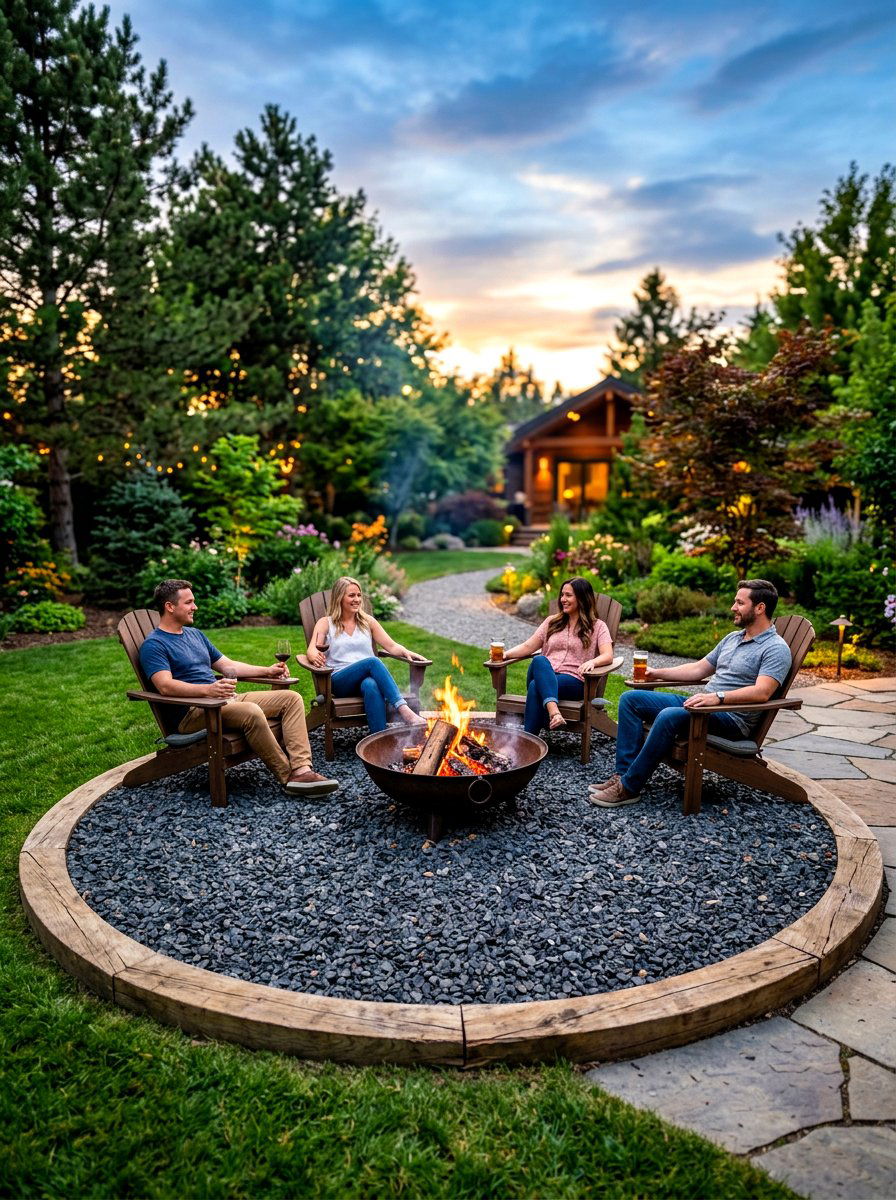 Circular Gravel Fire Pit - 30 gravel garden ideas