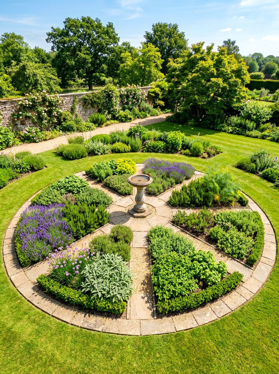 Circular Herb Garden Feature - 30 herb rich backyard ideas