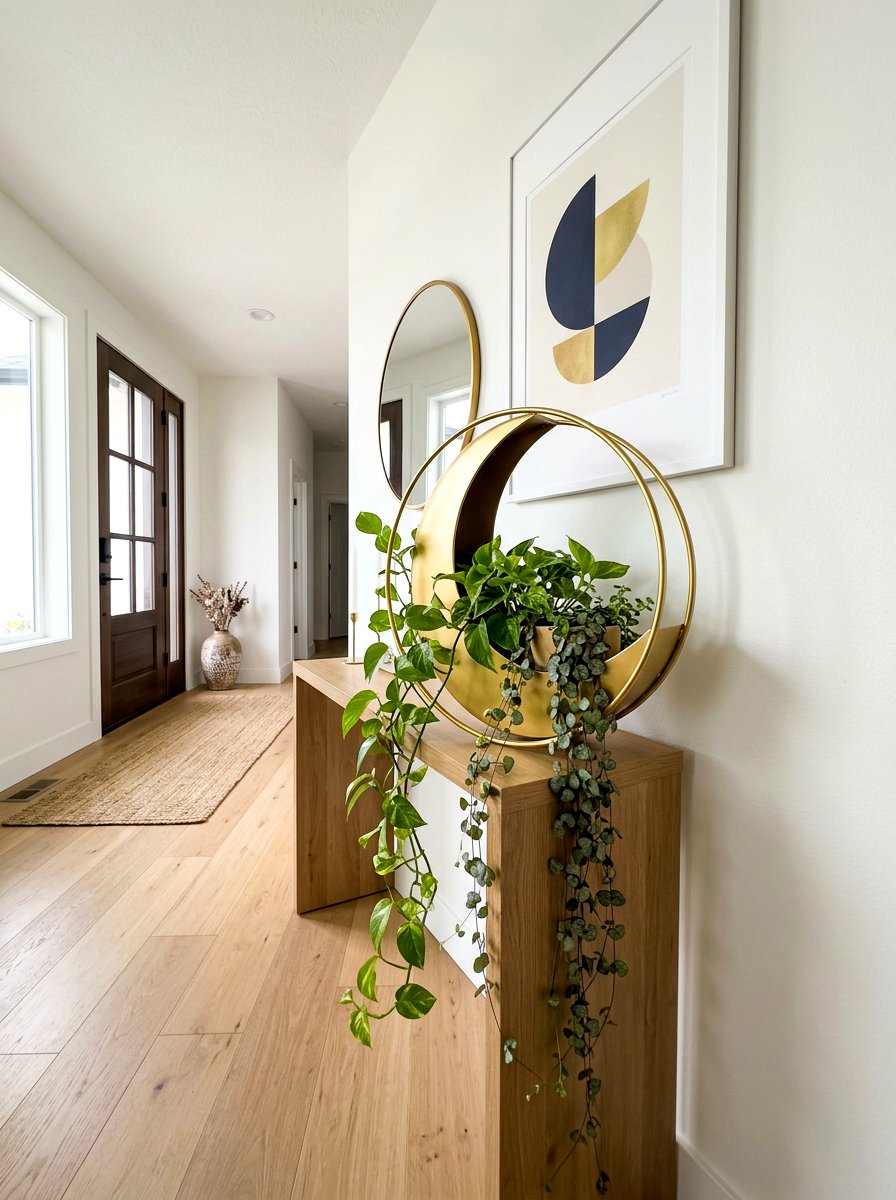 Circular Metal Moon Planter - 30 wall planter entryway ideas