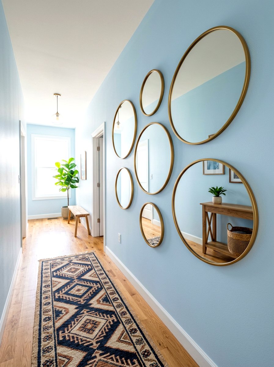 Circular Mirror Gallery Wall - 30 mirror wall small room ideas