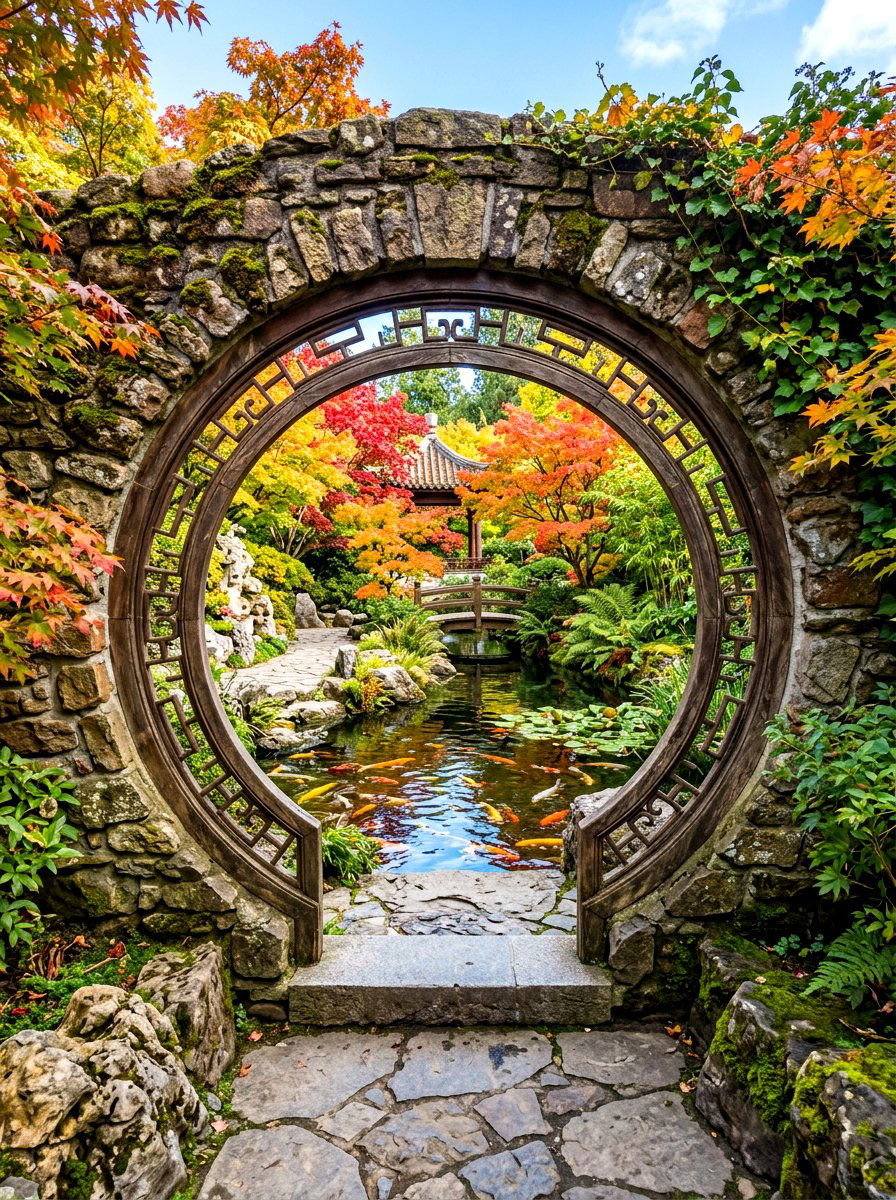 Circular Moon Gate - 30 garden gate ideas