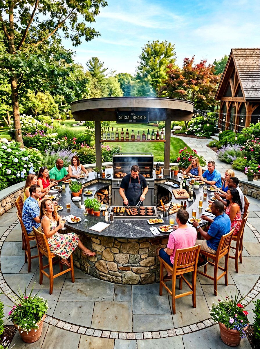 Circular Outdoor Grill Bar - 30 grill island ideas