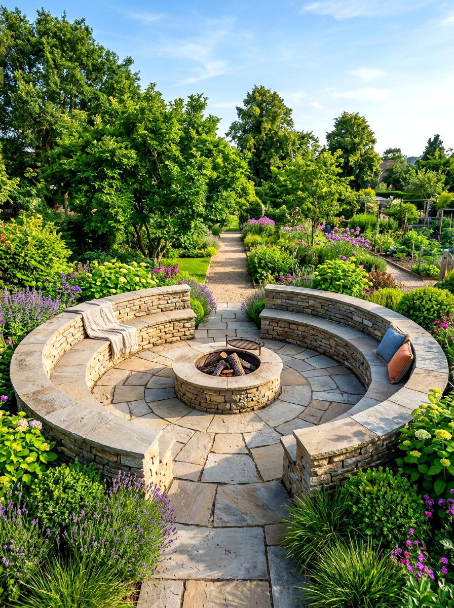 Circular Patio Bench - 30 garden reading bench ideas