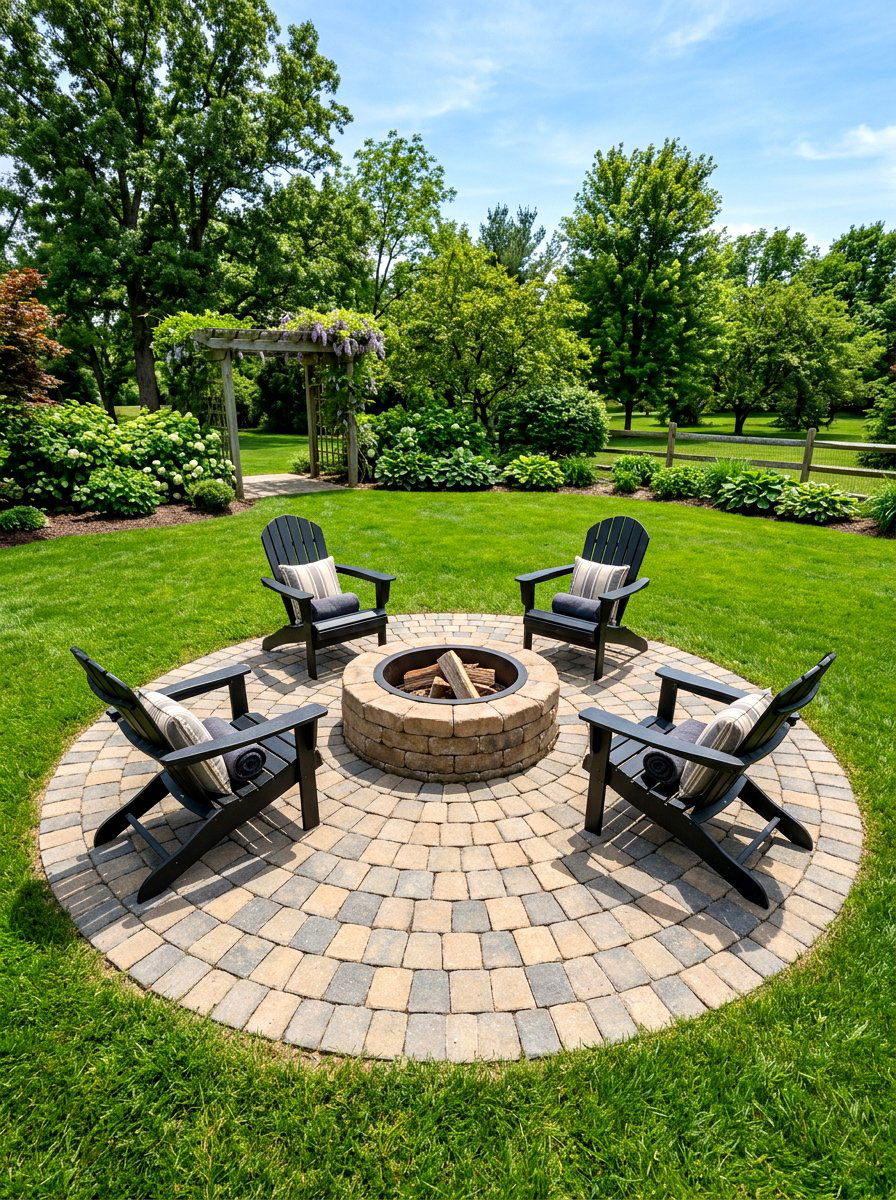 Circular Paver Fire Pit Area - 30 fire lounge backyard ideas