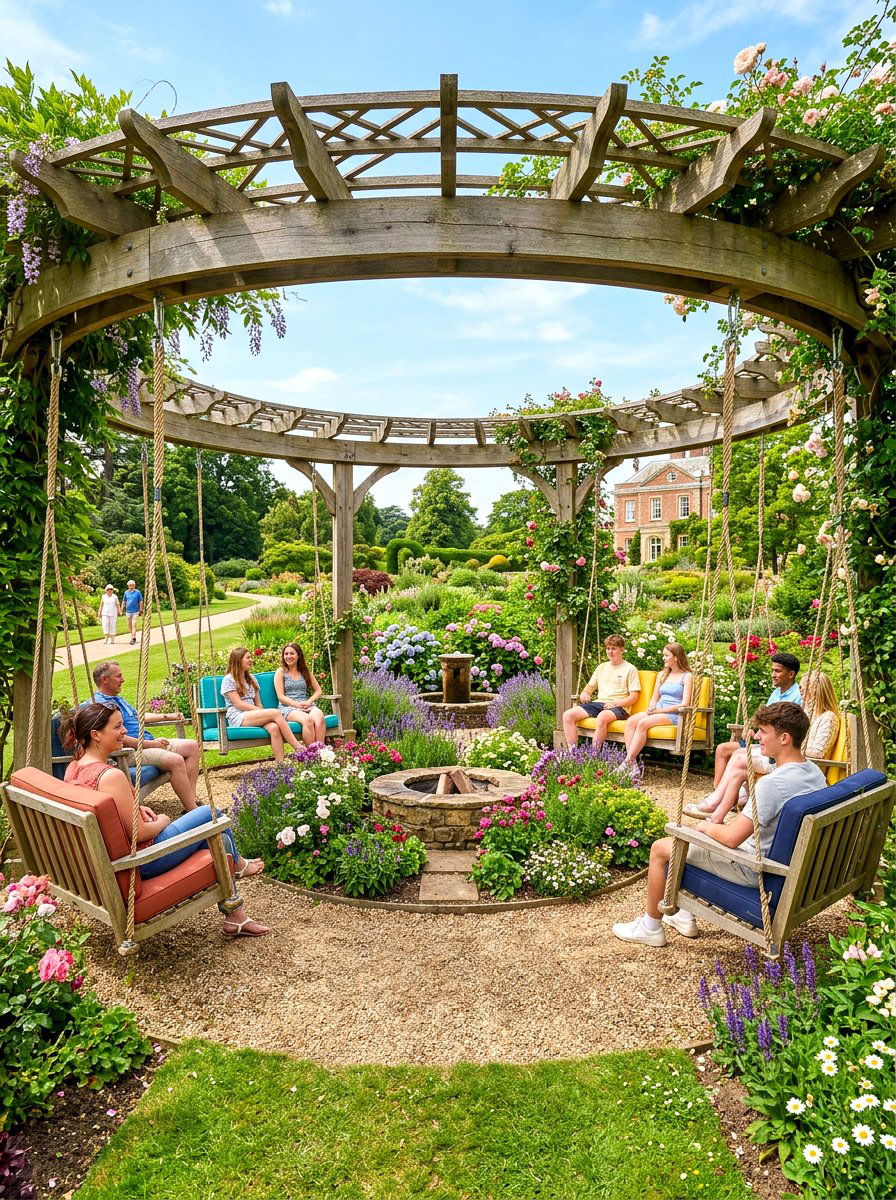 Circular Pergola Swing - 30 pergola with swings ideas