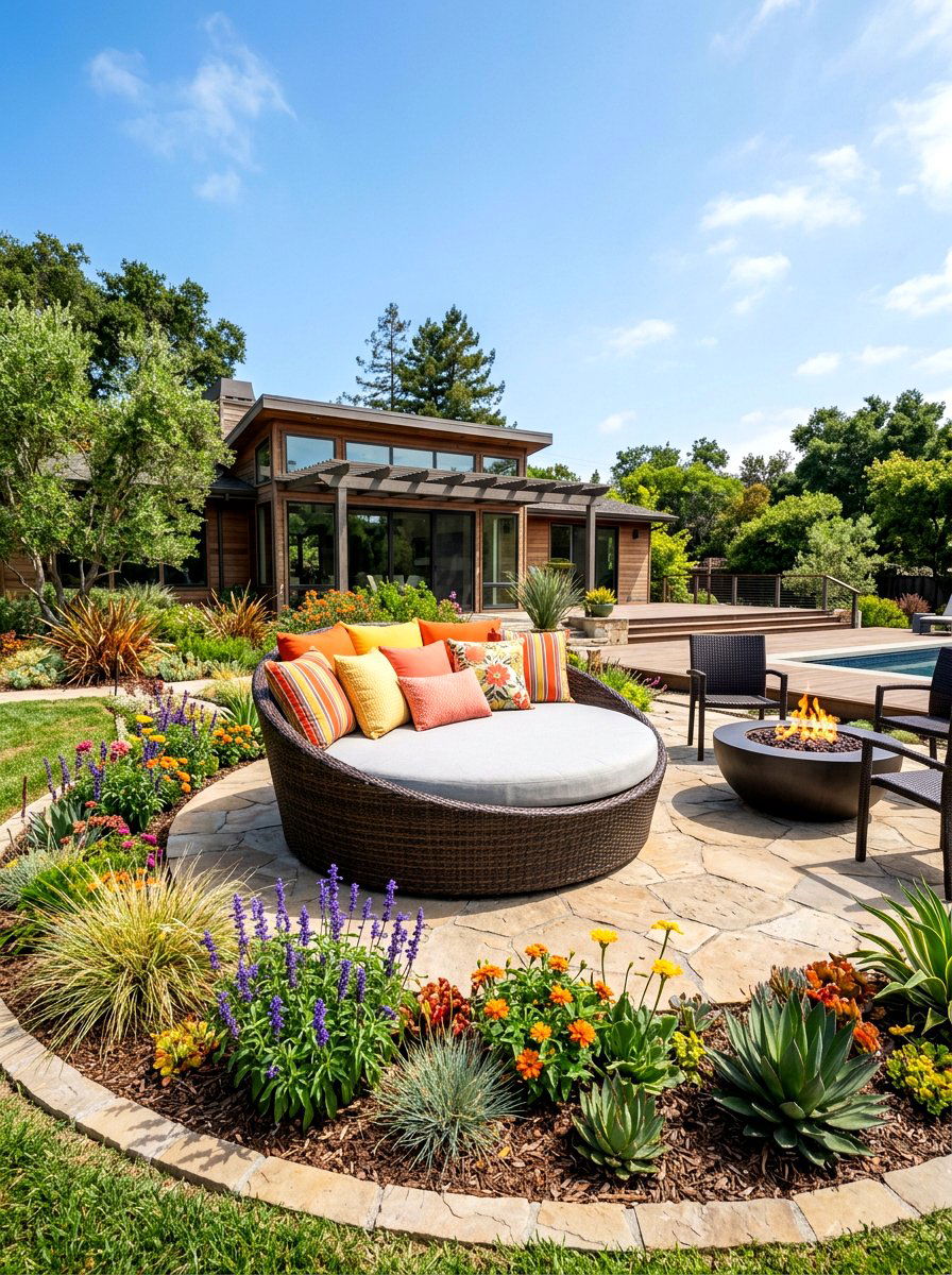 Circular Rattan Patio Bed - 30 luxury sun lounger ideas