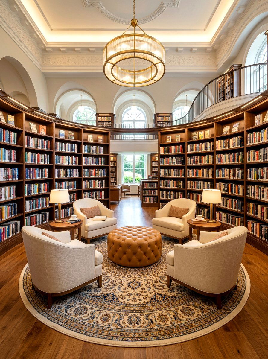 Circular Seating Library Layout - 30 reading salon living room ideas