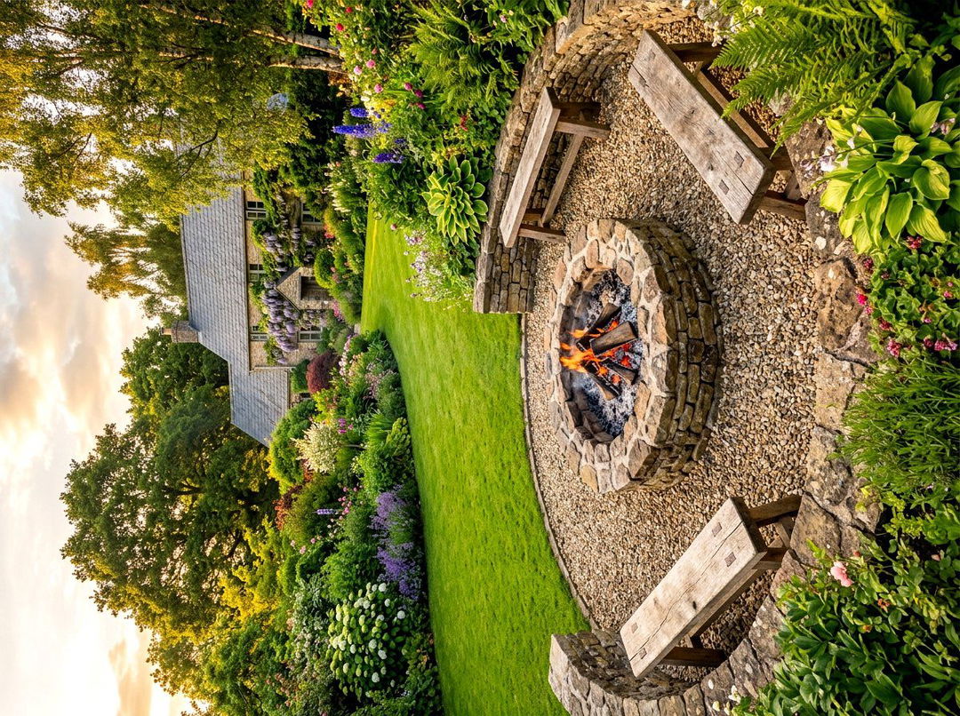 Circular Stone Fire Pit - 30 sunken fire lounge ideas