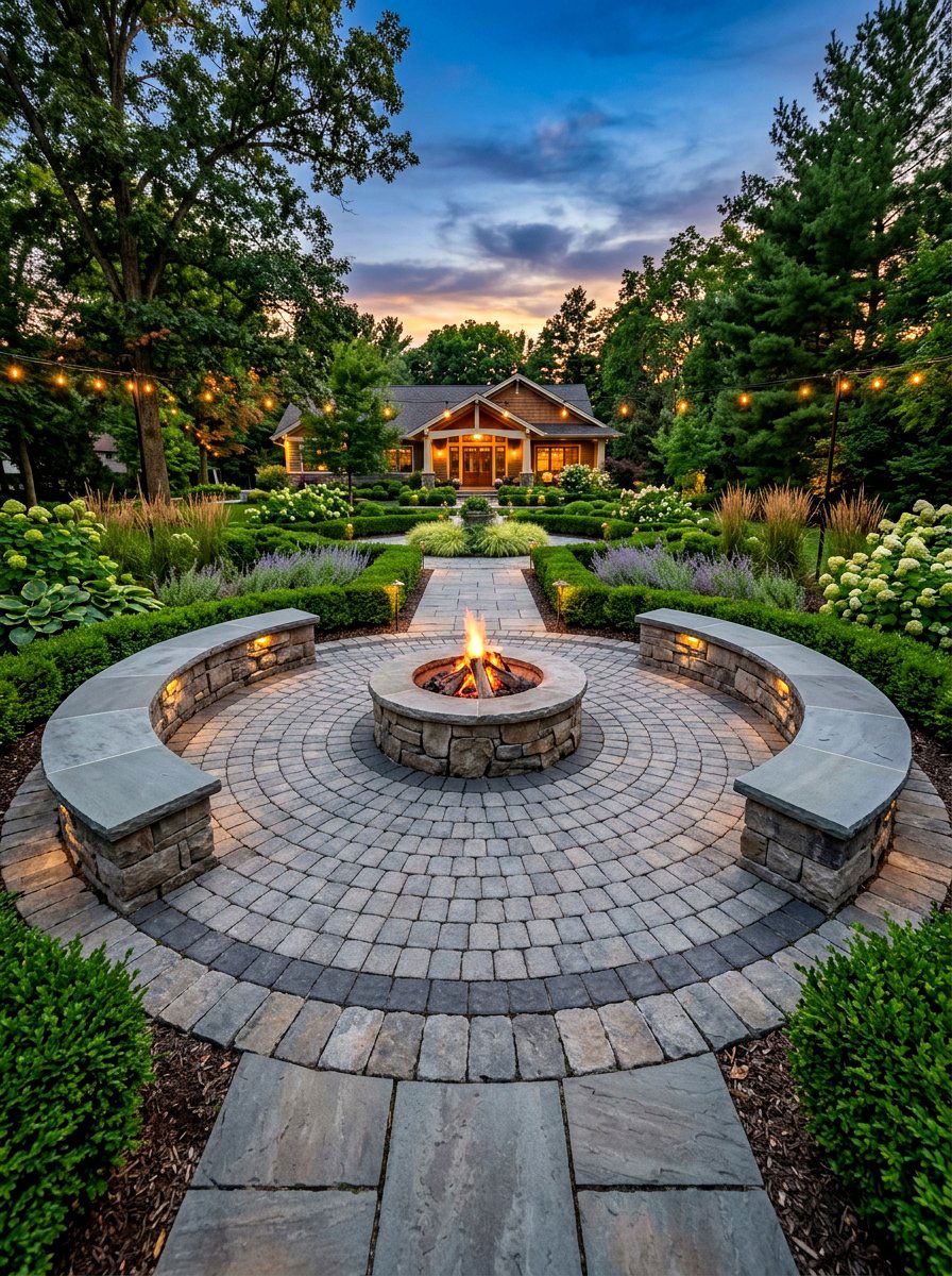 Circular Stone Patio - 30 stone courtyard patio ideas