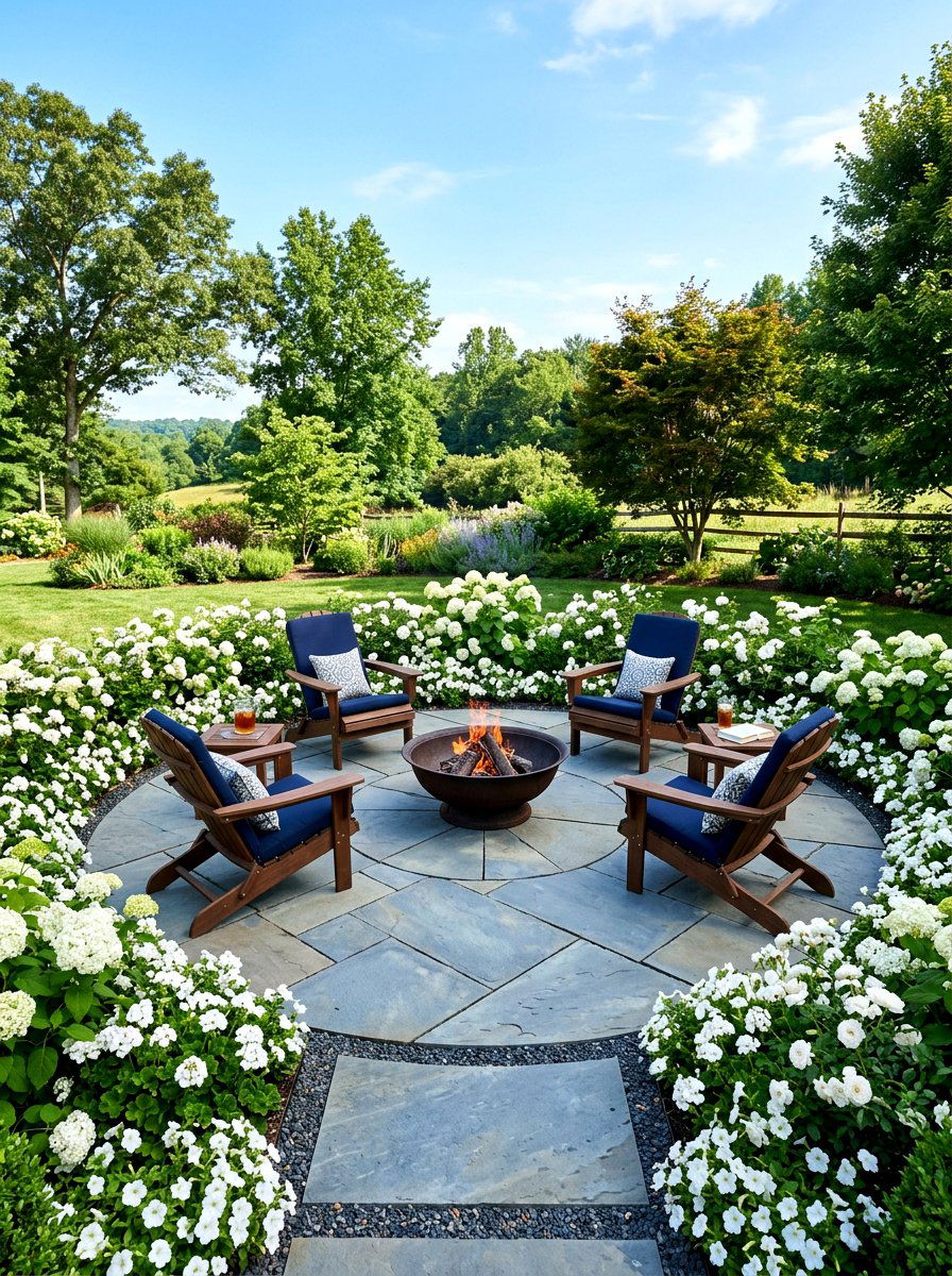 Circular Stone Patio - 30 meditation garden ideas