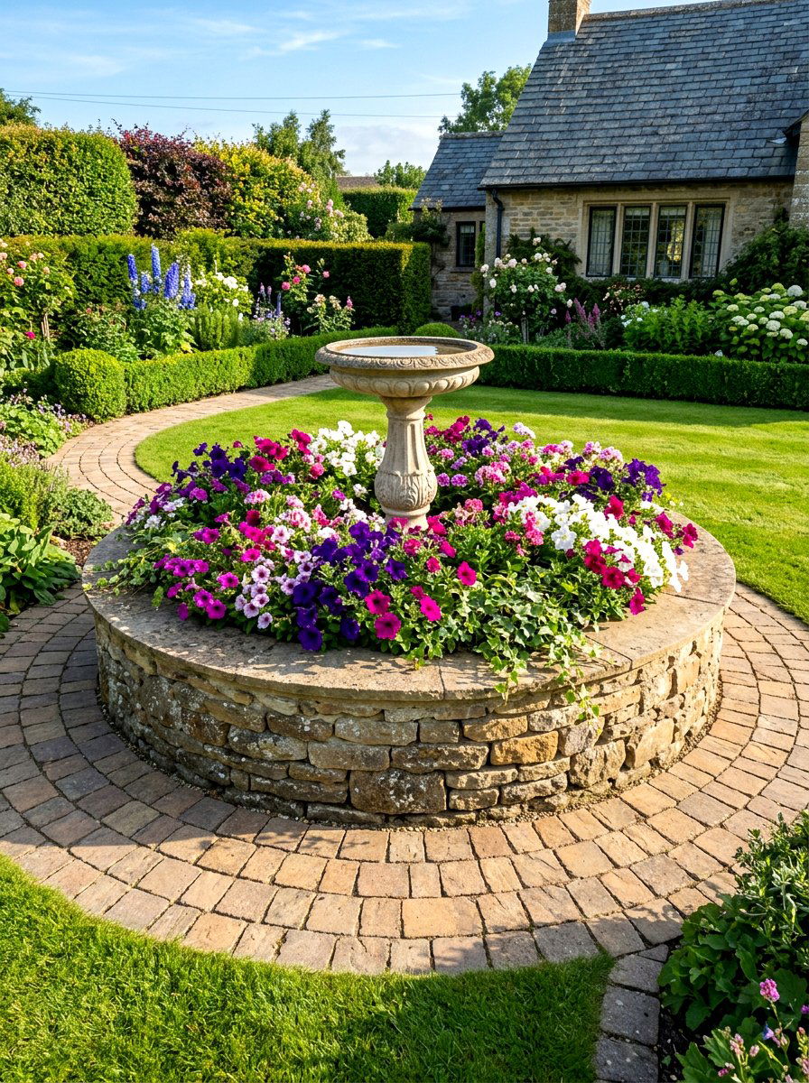 Circular Stone Raised Flower Bed - 30 raised flower bed ideas