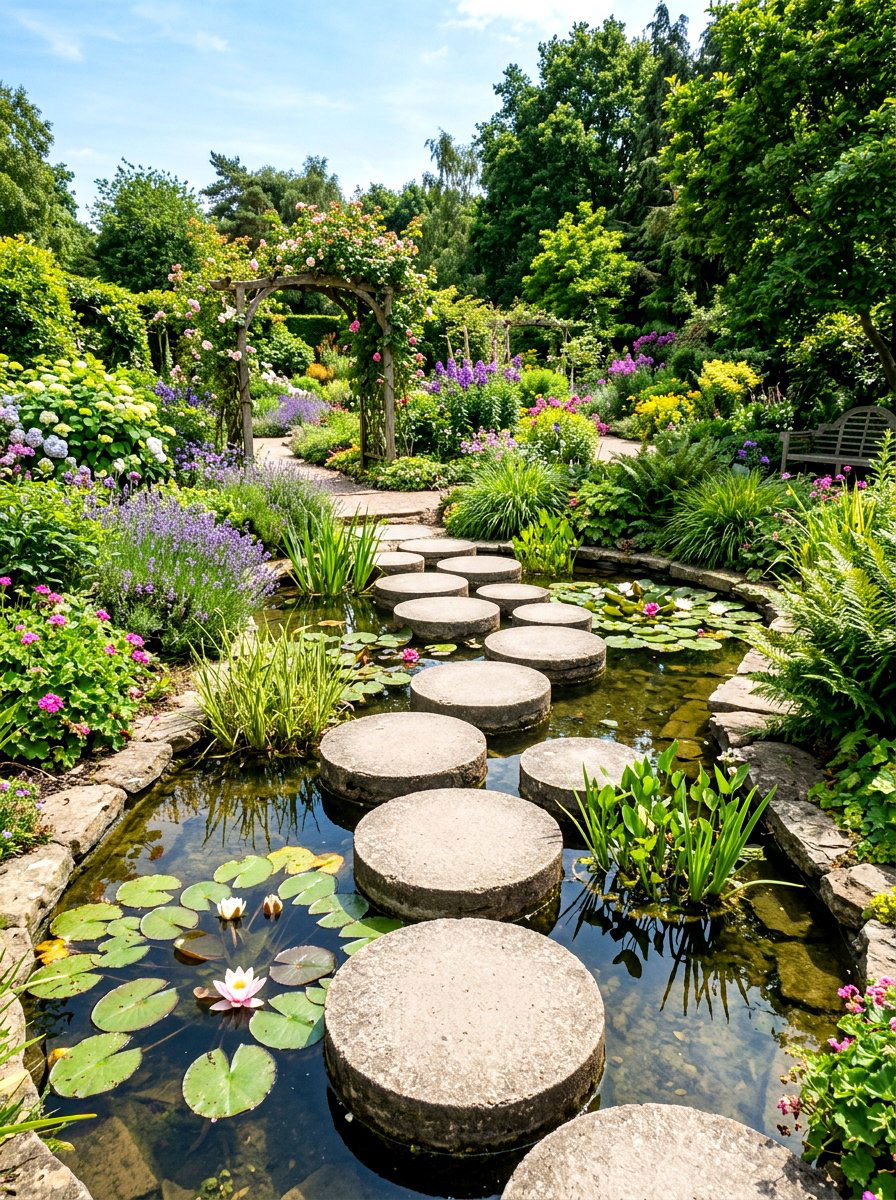 Circular Stone Steps - 30 stepping stone walkway ideas