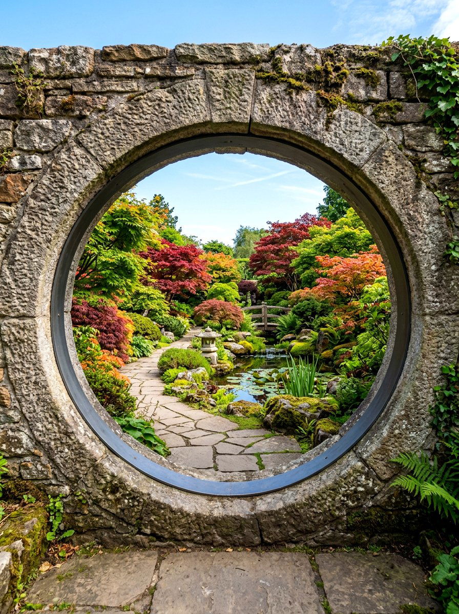 Circular Stone Wall Opening - 30 moon gate backyard ideas