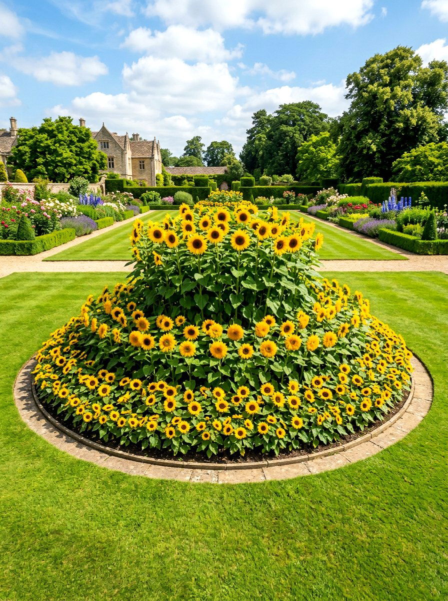 Circular Sunflower Bed - 30 sunflower patch ideas