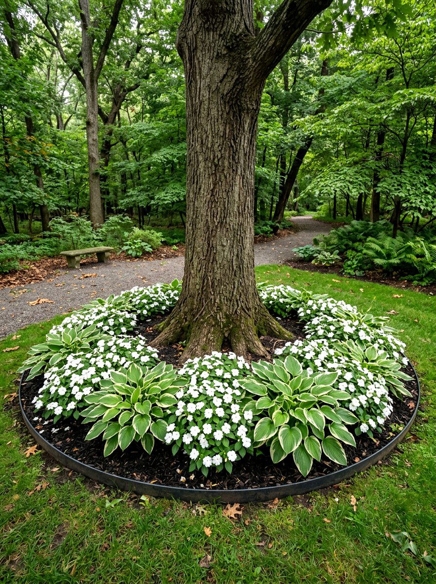 Circular Tree Ring - 30 small flower bed ideas