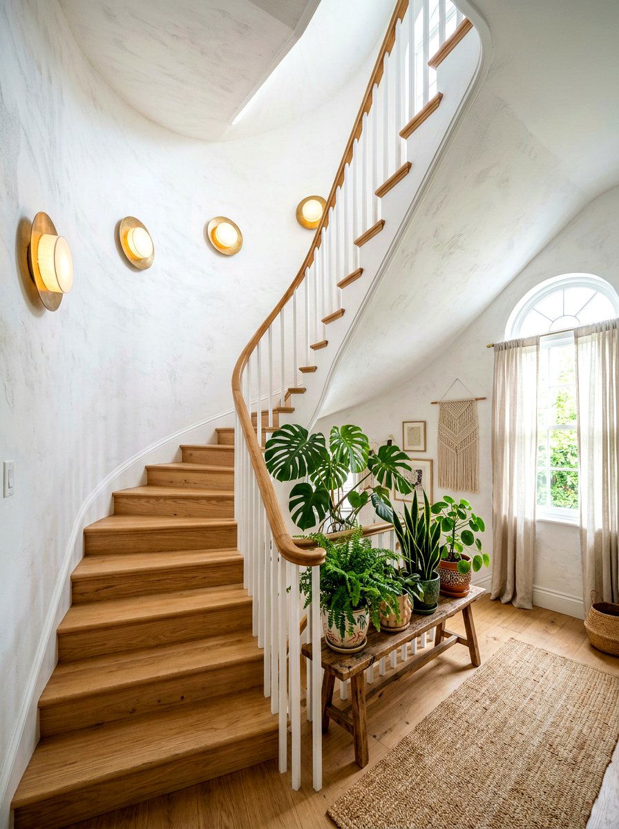 Circular Wall Sconce - 30 staircase lighting ideas