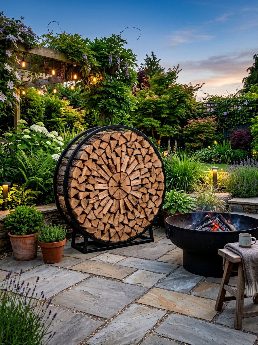Circular Wood Rack - 30 firewood rack ideas