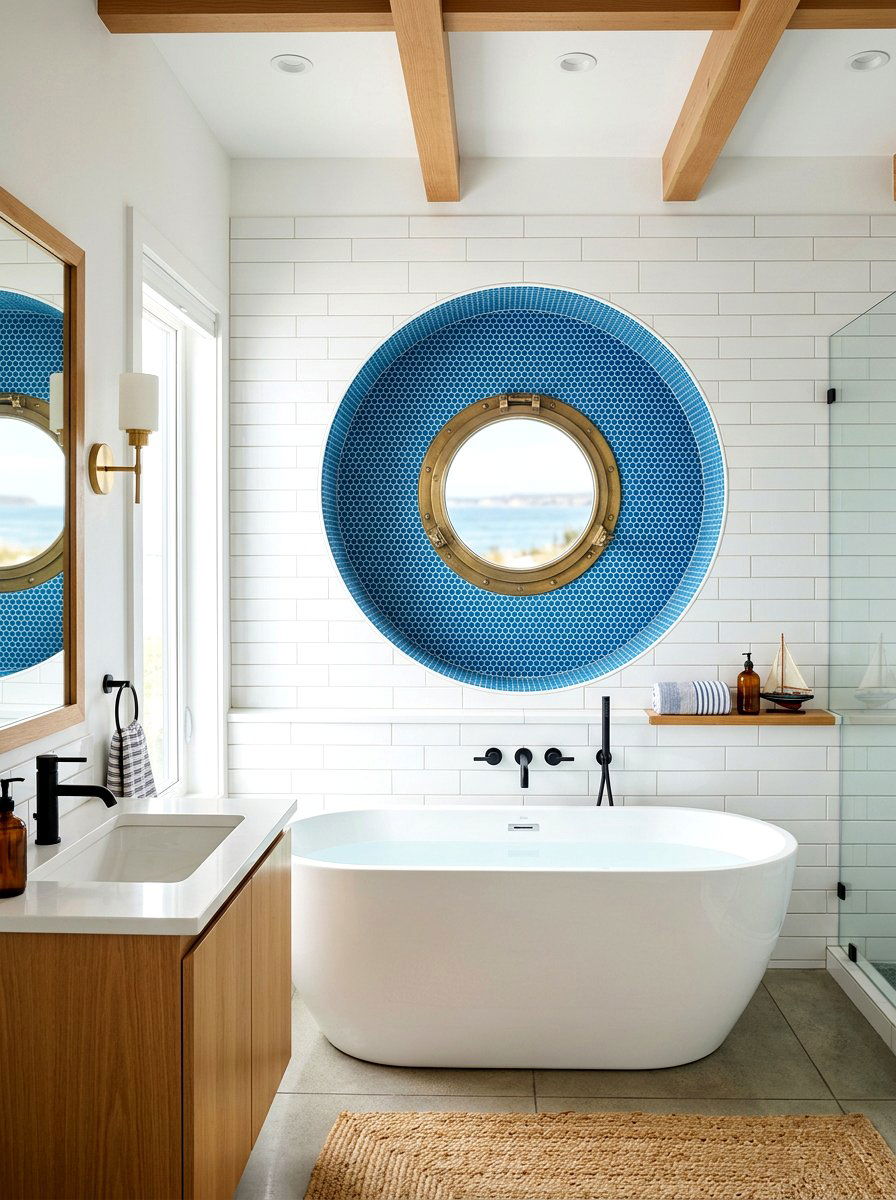 Circular bathroom wall niche - 30 tub niche ideas