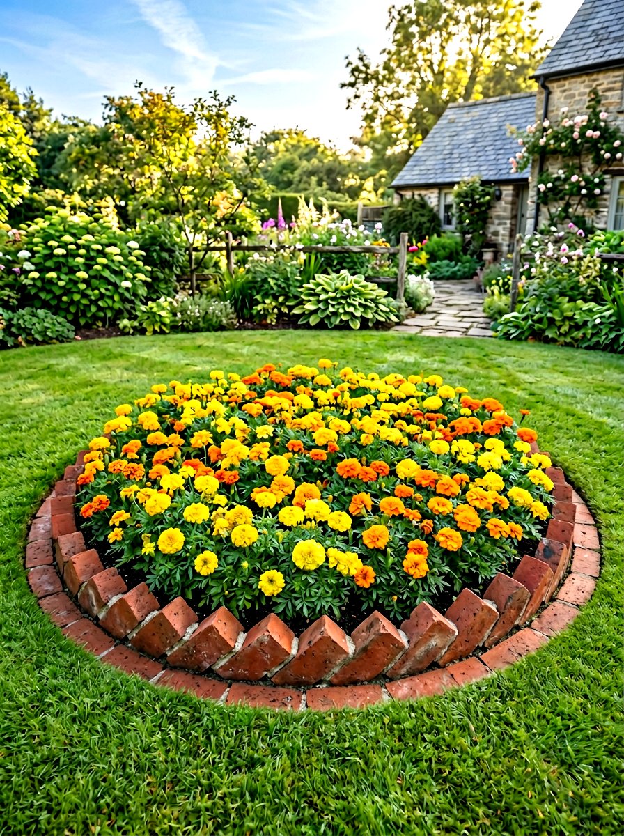 Circular brick border flower bed - 30 flower bed around tree ideas