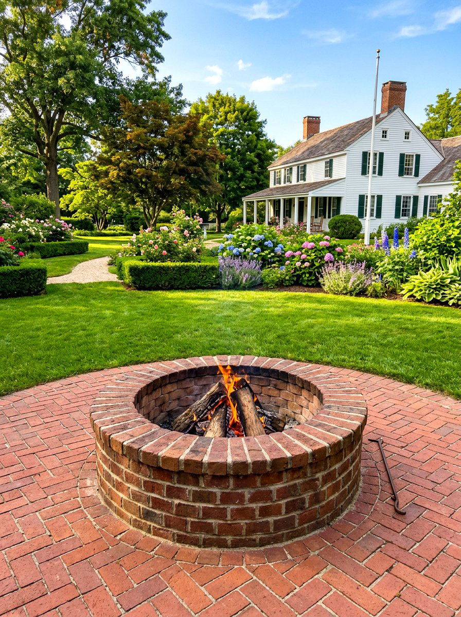 Circular brick fire pit - 30 patio fire pit ideas