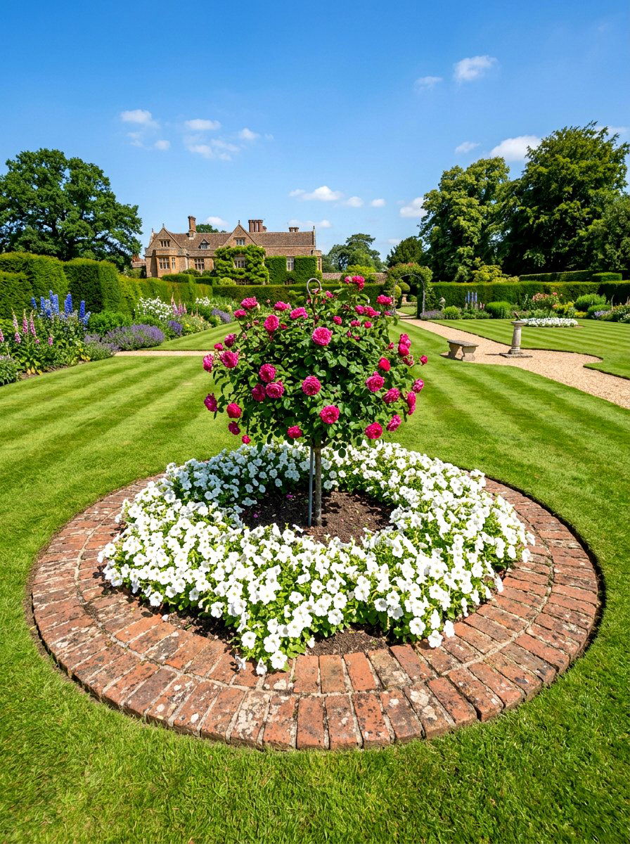 Circular brick flower bed - 30 brick raised bed ideas