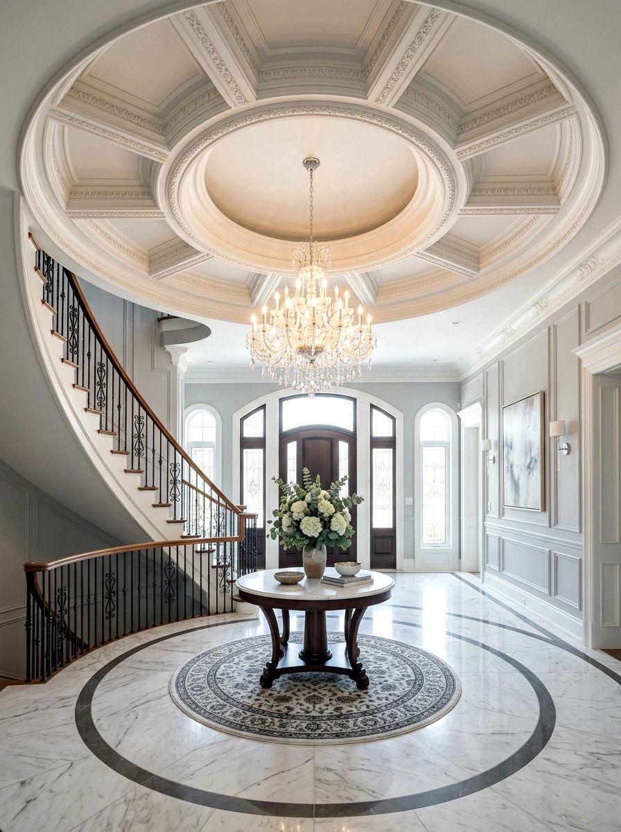 Circular coffered ceiling foyer - 30 coffered ceiling ideas