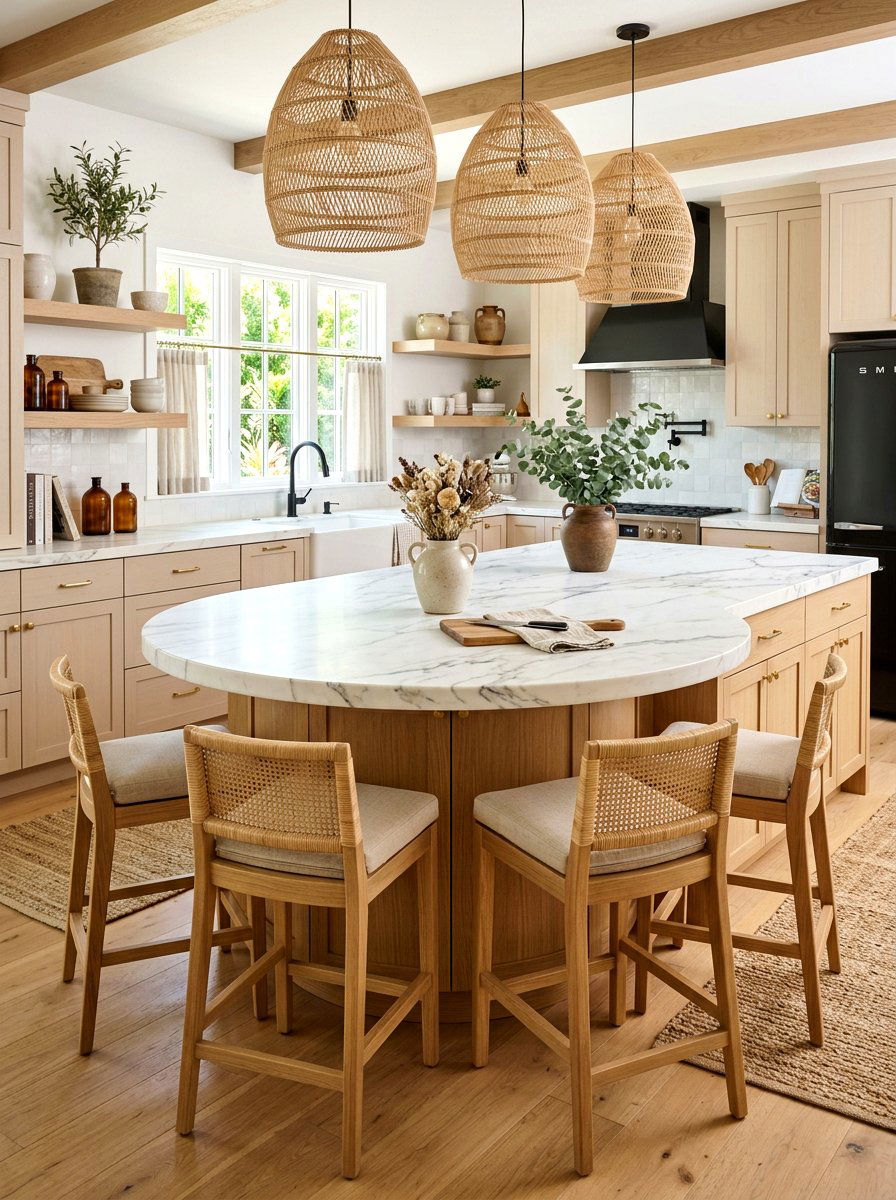 Circular end kitchen island - 30 curved kitchen island ideas