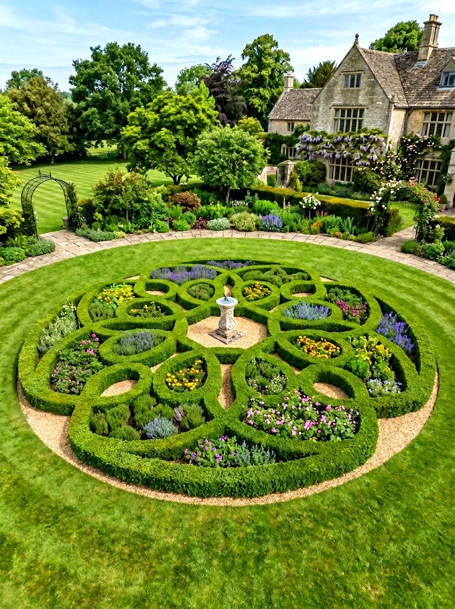 Circular knot garden layout - 30 knot garden ideas