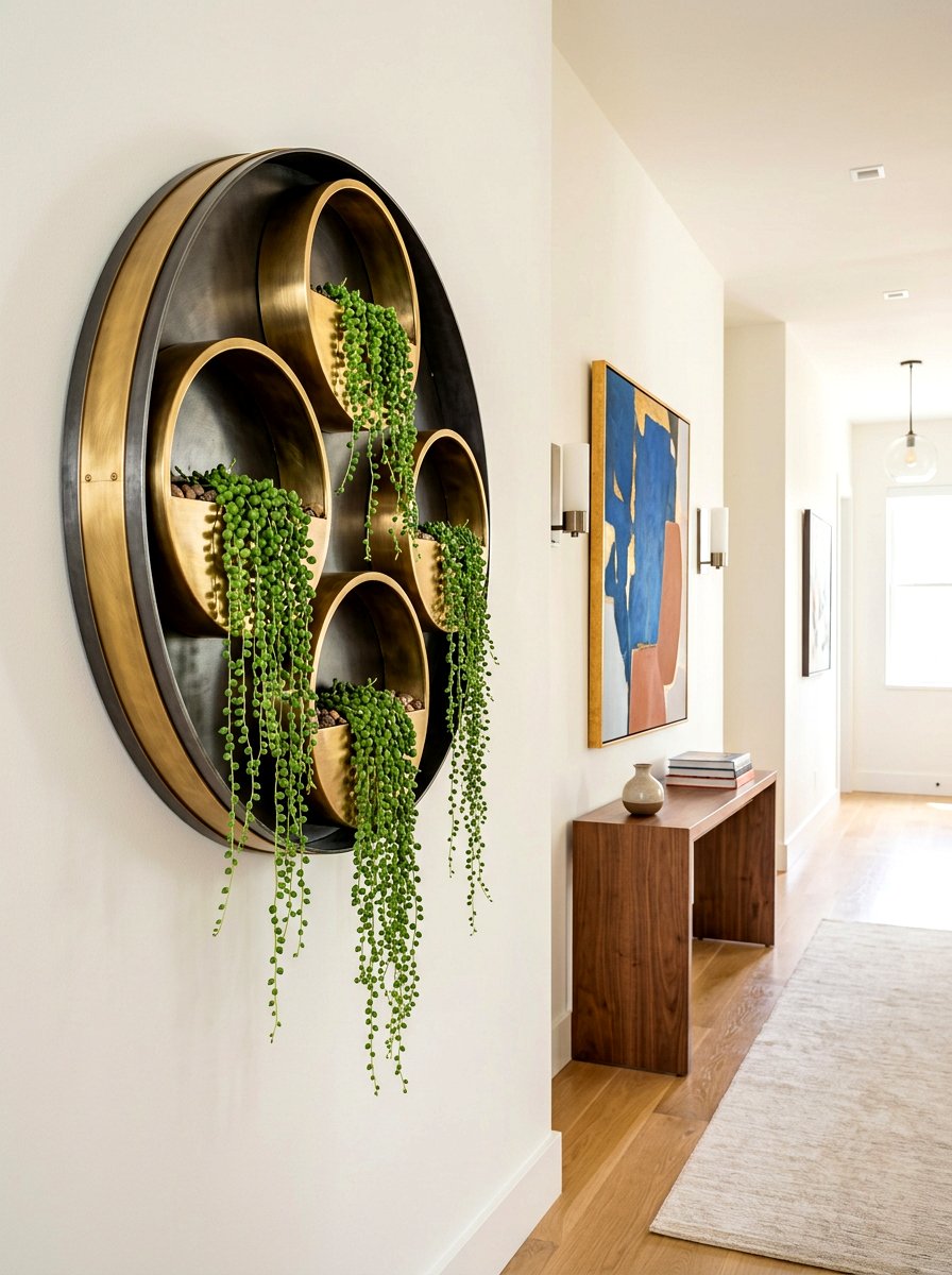 Circular metal wall planter - 30 indoor plant wall ideas
