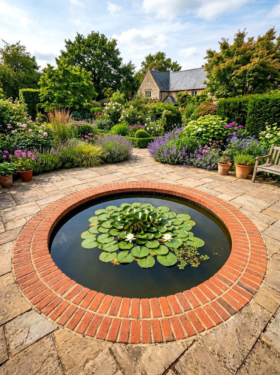 Circular patio pond - 30 small pond ideas